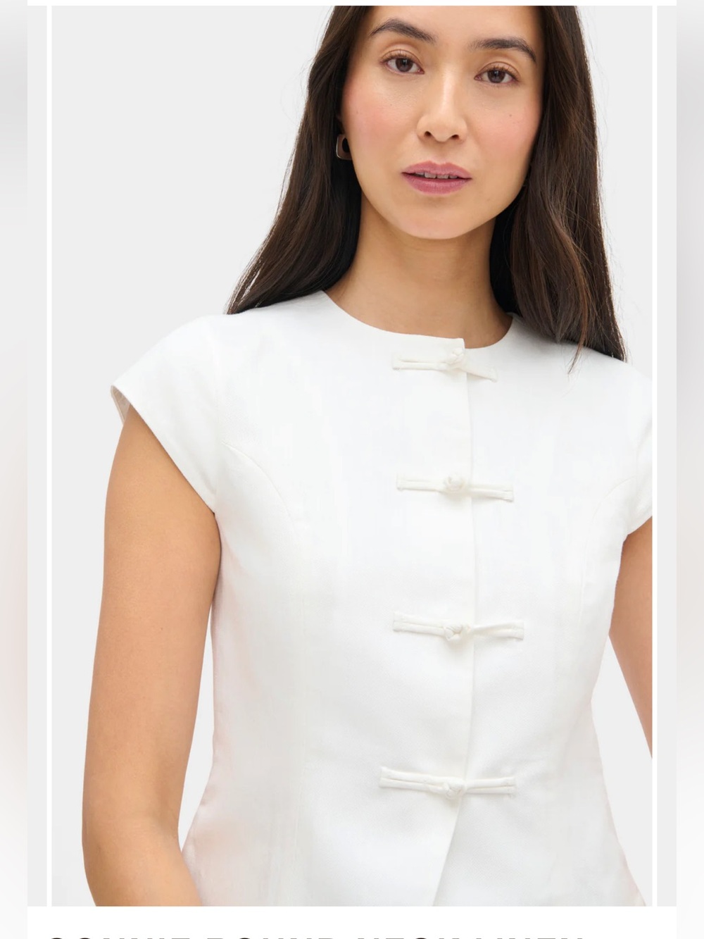 NWT ALIGNE Connie Round Neck Linen Top in White / Size 0 - Picture 3 of 4